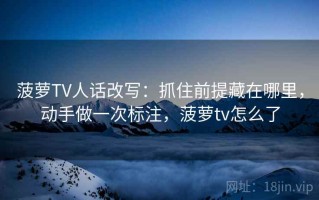 菠萝TV人话改写：抓住前提藏在哪里，动手做一次标注，菠萝tv怎么了